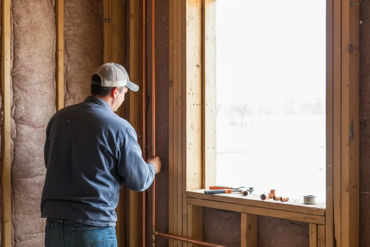 Licensed plumber running new copper supply lines in a Campbell home
